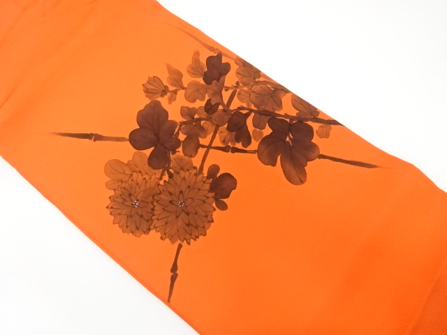 塩瀬　手描き　菊模様　名古屋帯